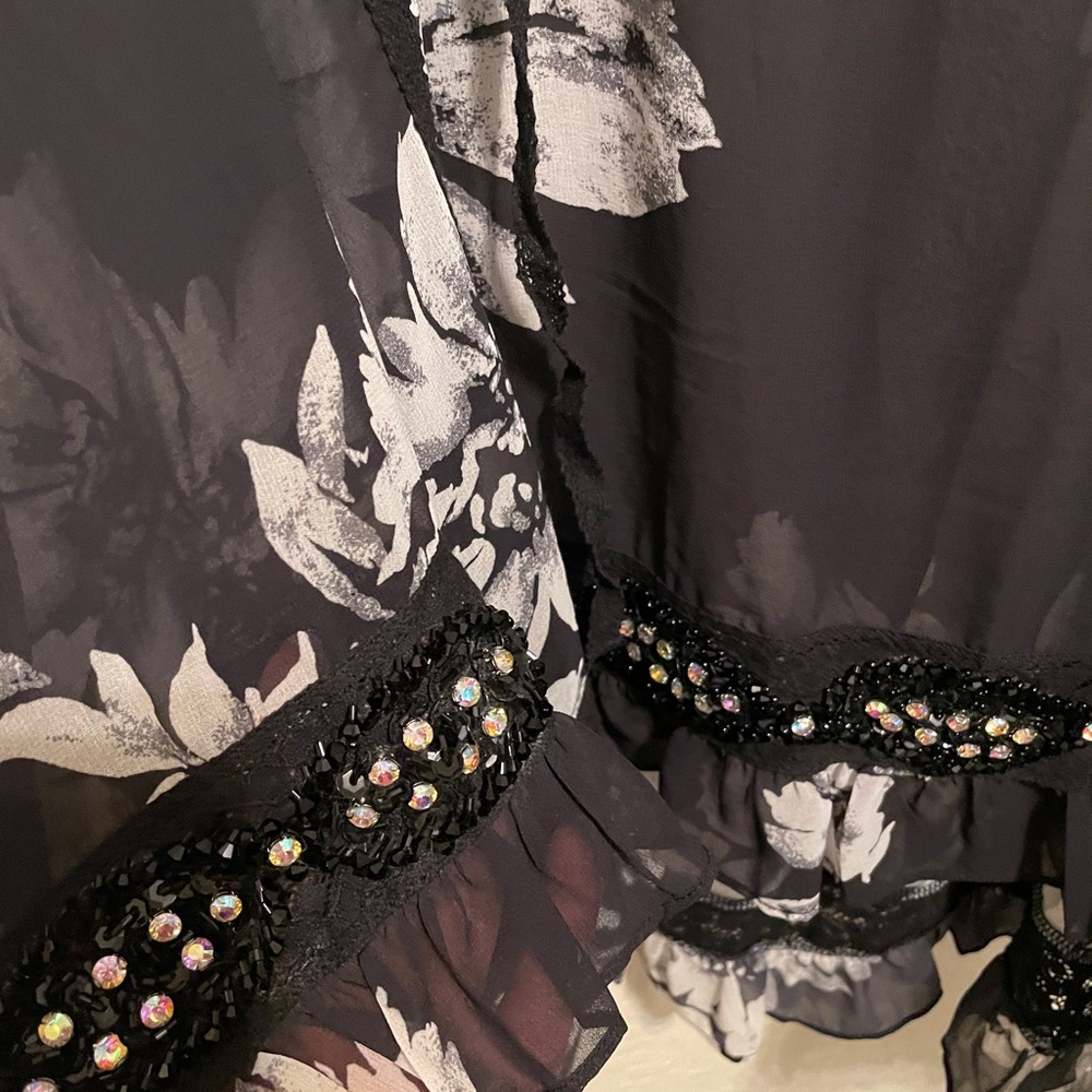 Black floral blouse